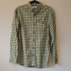 Bob Timberlake Mens Green White Plaid Button Down Shirt Long Sleeve Medium